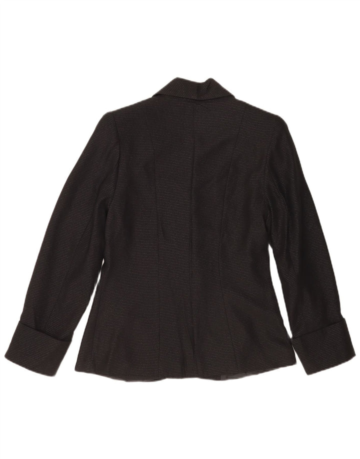 vintage Femme Double Breasted Blazer Veste IT 42 Moyen Noir Rayé