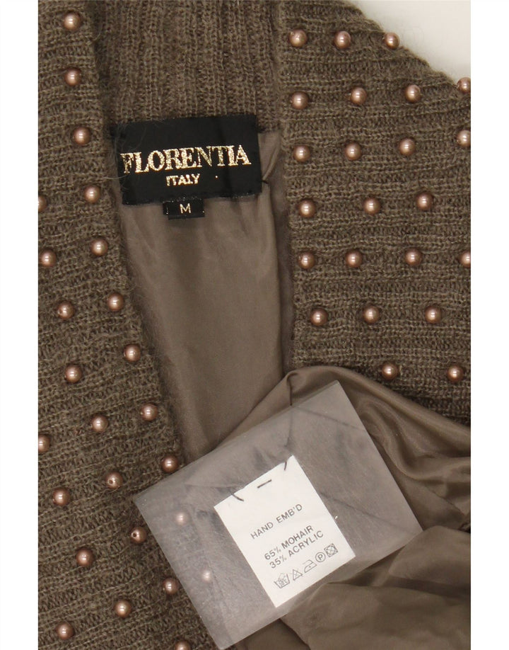 FLORENTIA Pull cardigan surdimensionné pour femme UK 14 Marron moyen à pois