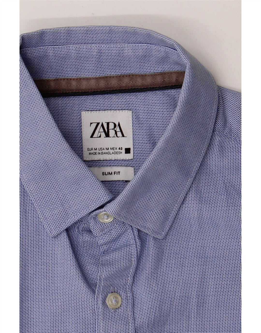 ZARA Homme Chemise Slim Fit Bleu Moyen Coton