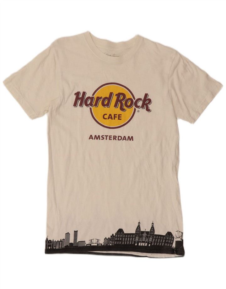 HARD ROCK CAFE T-shirt graphique Amsterdam pour hommes, petit coton blanc