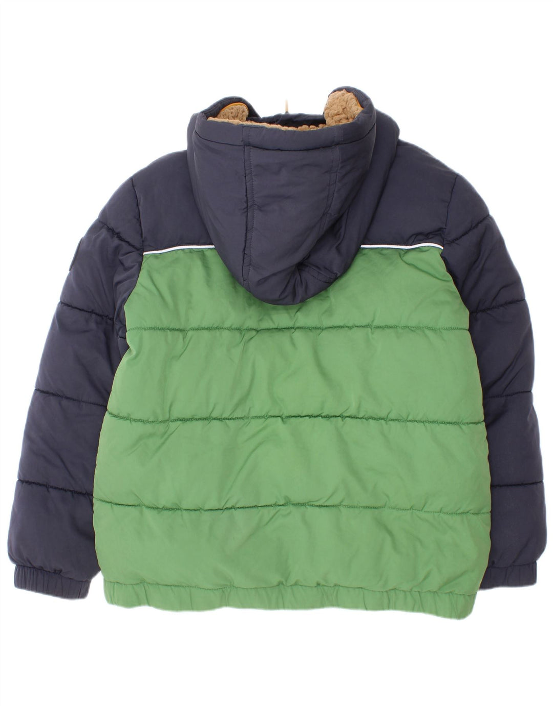 Fat Face Veste matelassée à capuche pour garçons 8-9 ans Vert Colorblock Polyester