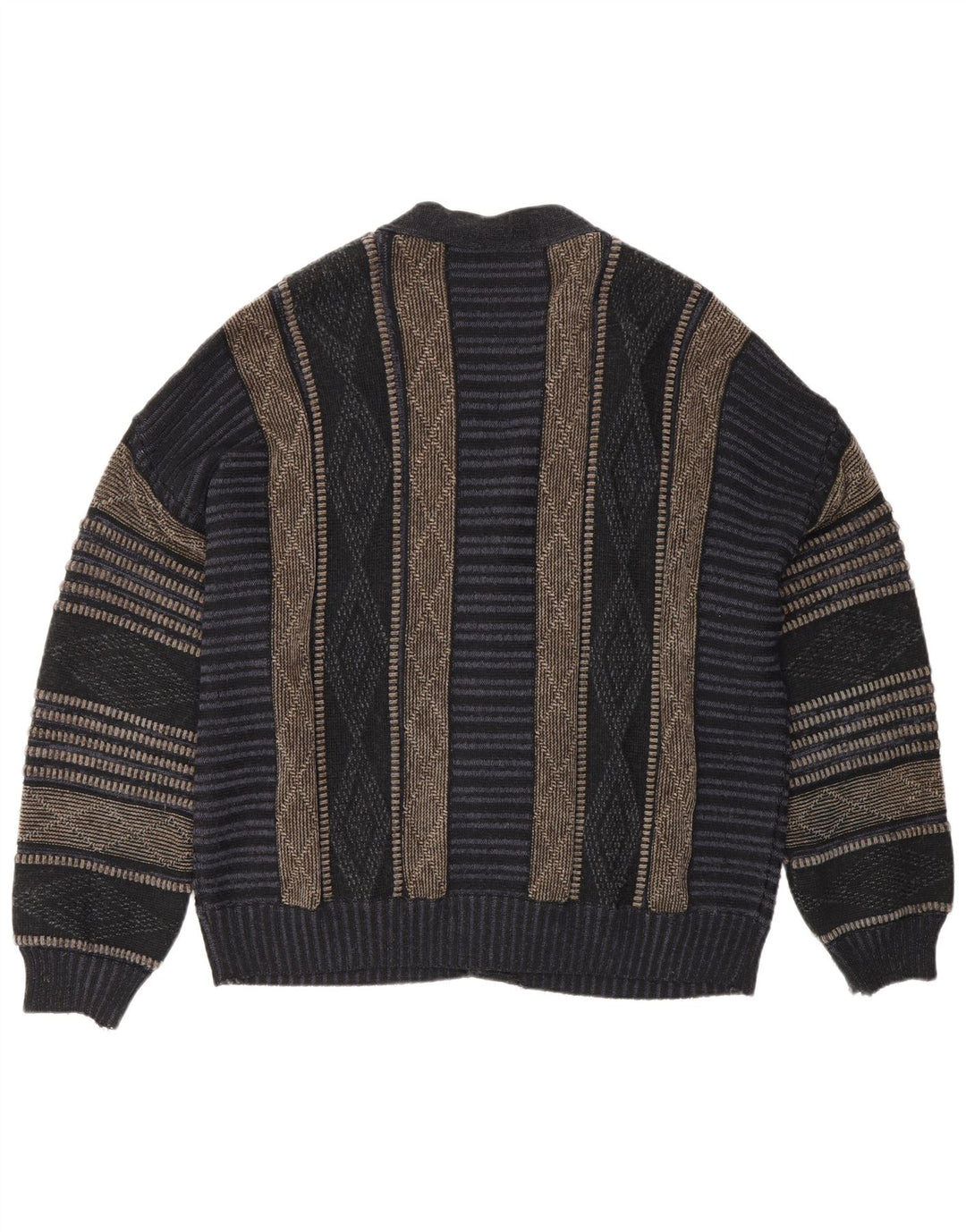 Fiume Cardigan Homme Pull IT 50 Bleu Marine Moyen Argyle/Diamant Acrylique