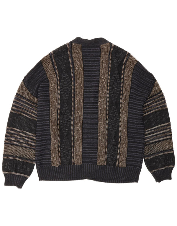 Fiume Cardigan Homme Pull IT 50 Bleu Marine Moyen Argyle/Diamant Acrylique