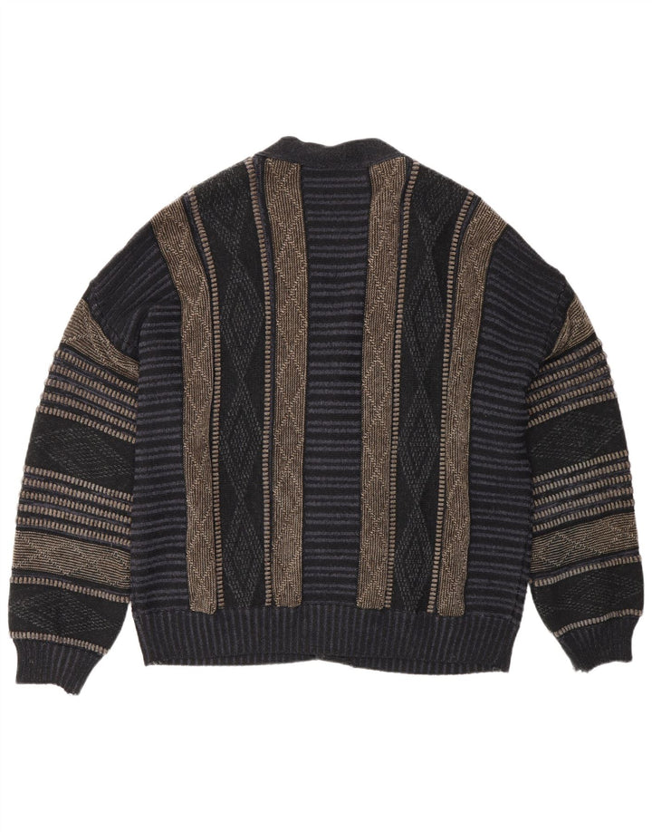 Fiume Cardigan Homme Pull IT 50 Bleu Marine Moyen Argyle/Diamant Acrylique
