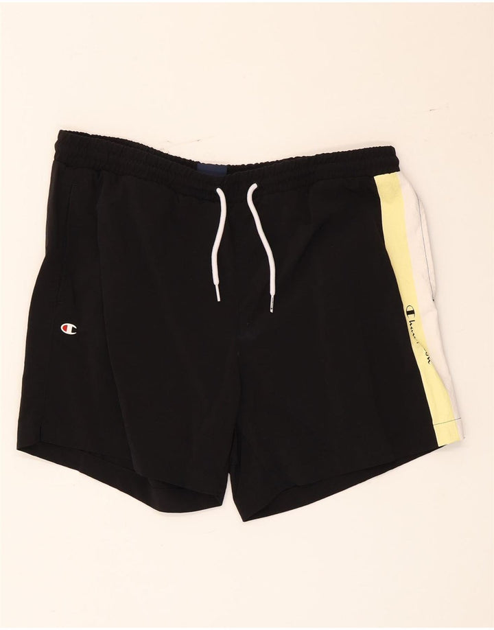 Champion Short de Sport Homme Large Noir Colorblock Nylon