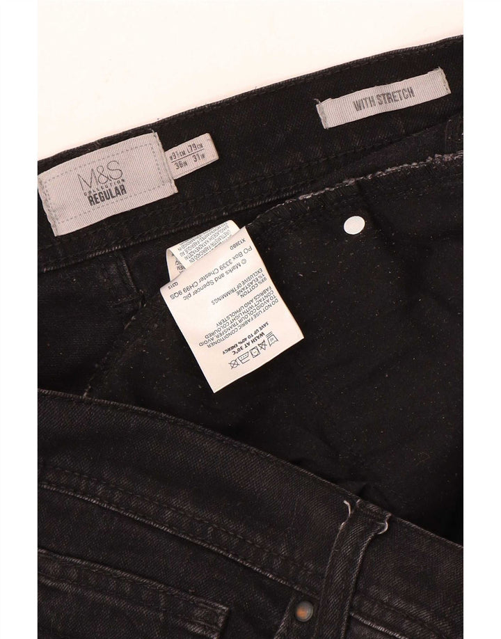 Marks & Spencer Jean droit régulier pour homme W36 L31 en coton noir