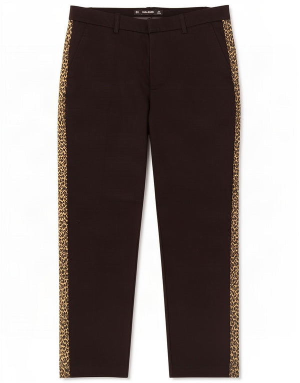 Zara Pantalon court droit pour femme Medium W28 L25 Noir Imprimé animal