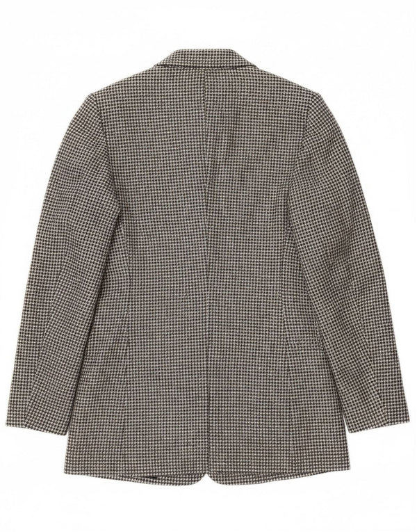 Massimo Dutti Veste Blazer 1 Bouton Femme EU 34 2XS Gris Pied-de-Poule Laine