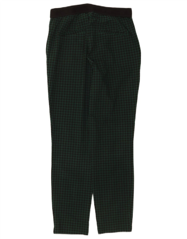 Zara Pantalon Chino Slim Femme Moyen W28 L26 Vert à Carreaux Polyester