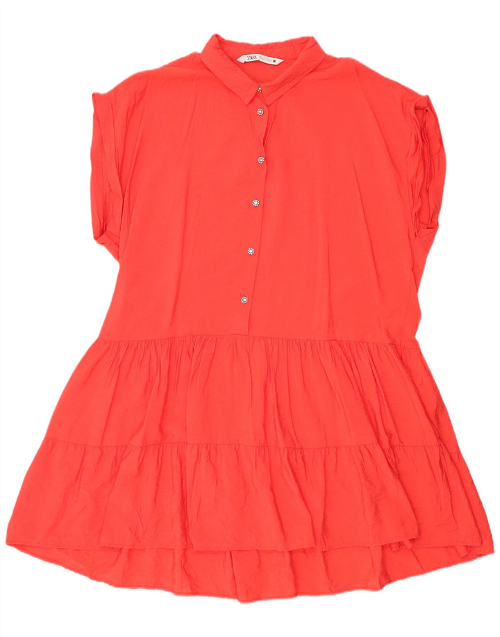 Zara Femme Robe Basique UK 16 Grande Viscose Orange
