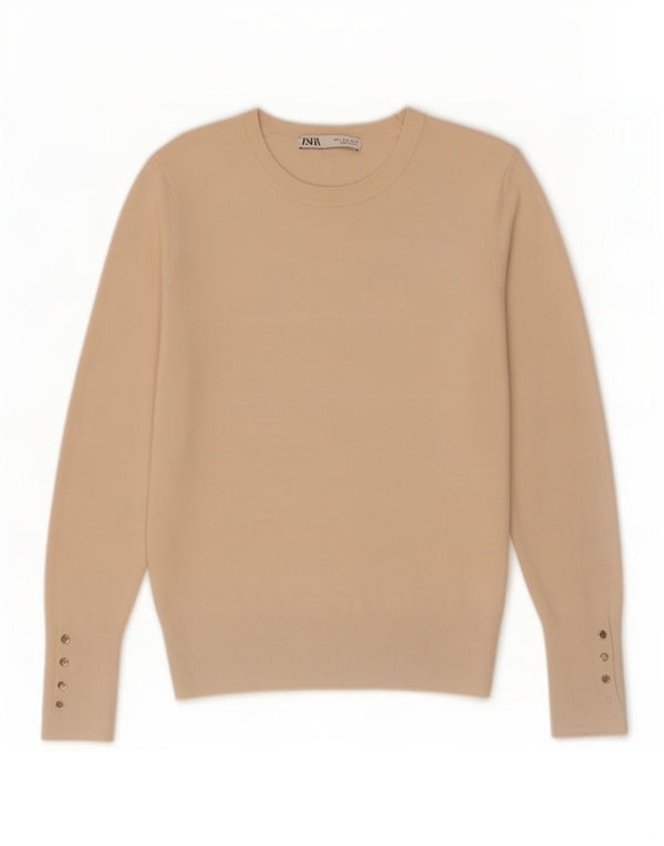 Zara Pull col bateau pour femme UK 14 Large Beige Viscose