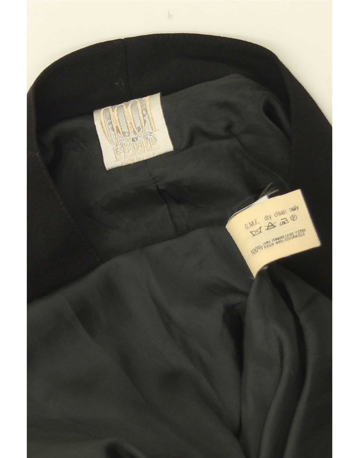 Ferre Manteau à manches 3/4 pour femme UK 16 Grande laine vierge noire