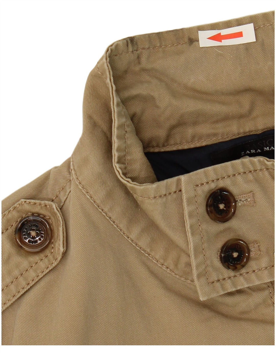 Zara Veste Bomber Militaire Homme UK 38 Coton Beige Moyen
