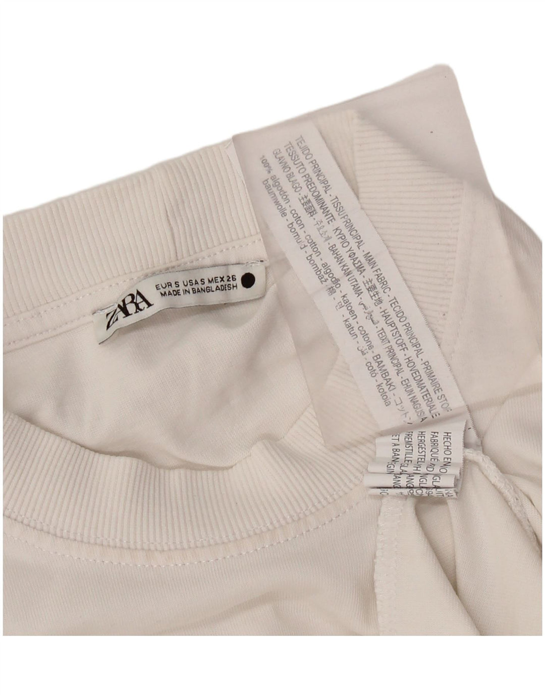 Zara Homme T-Shirt Top Petit Blanc Cassé Coton