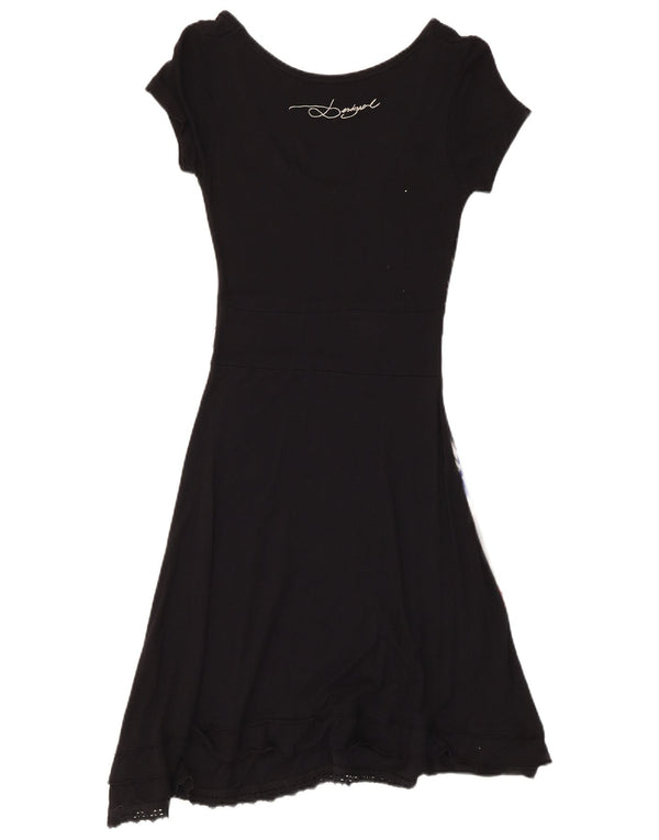 Desigual Robe trapèze graphique pour femme UK 42 Medium Noir Floral