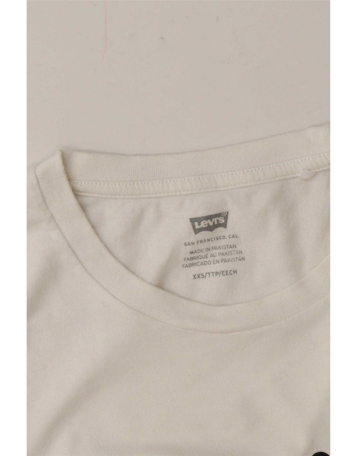Levi's T-Shirt Graphique Oversize Femme UK 2 2XS Blanc