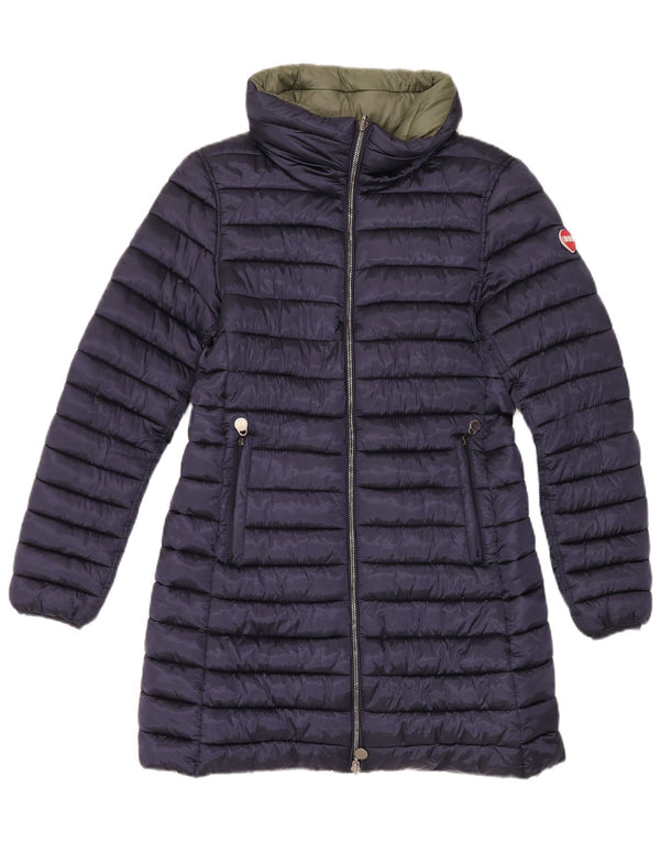 Colmar Manteau matelassé réversible à capuche pour femme UK 12 Medium Navy Blue Nylon