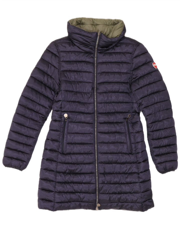 Colmar Manteau matelassé réversible à capuche pour femme UK 12 Medium Navy Blue Nylon