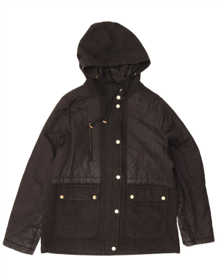 Topshop Veste matelassée à capuche pour femme UK 44 Large Noir Polyester