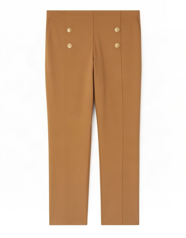 Zara Pantalon court fuselé taille haute pour femme 2XL W34 L25 Beige