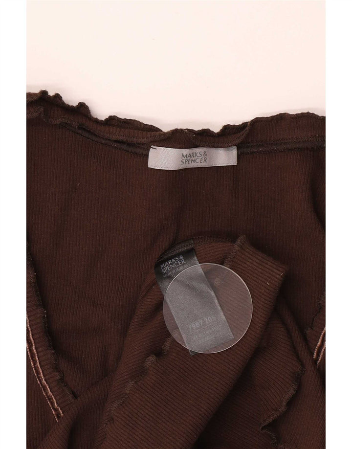 Marks & Spencer Haut à manches 3/4 pour femme UK 16 Large Marron Coton