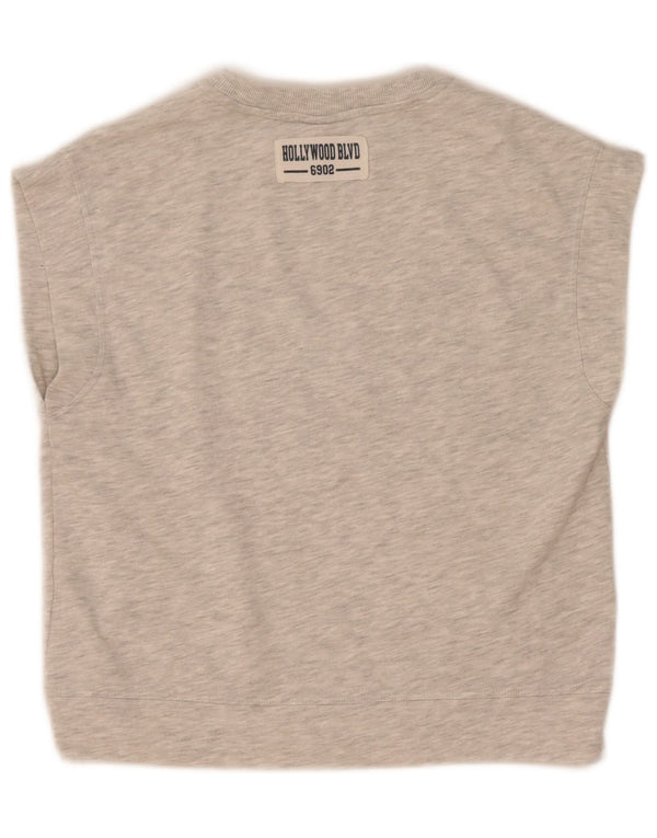 Zara Filles Loose Fit Graphic T-Shirt Top 11-12 ans Gris Coton