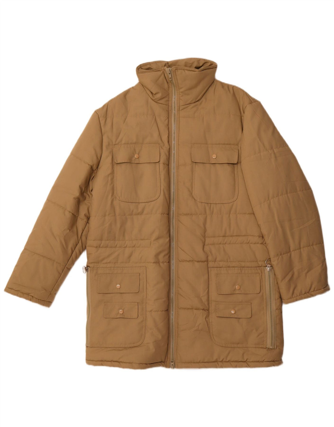 manteau rembourré vintage pour homme UK 36 Petit polyester beige