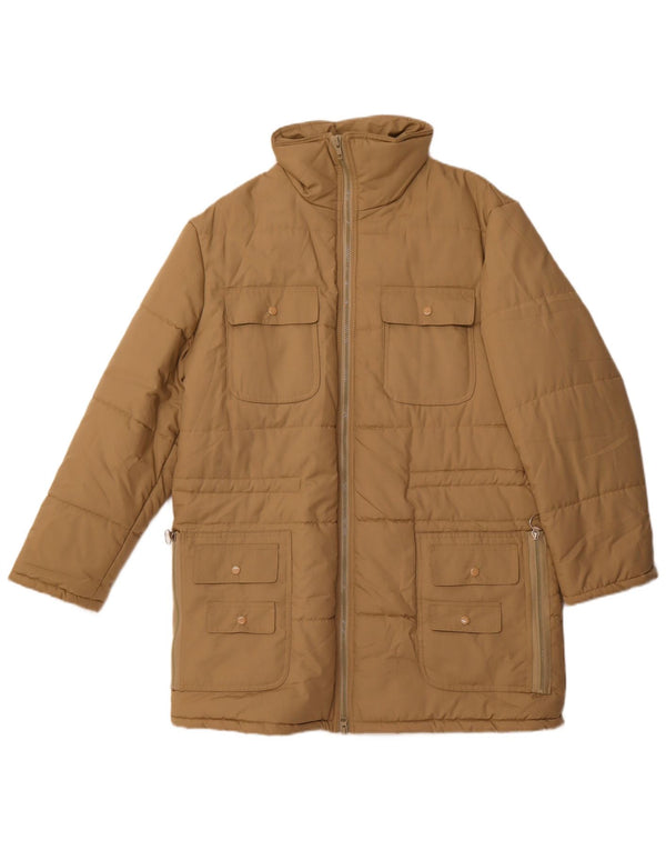 manteau rembourré vintage pour homme UK 36 Petit polyester beige