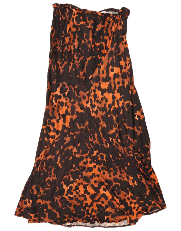 TOPSHOP Jupe longue ajustée pour femme UK 14 Large W32 Marron imprimé animal
