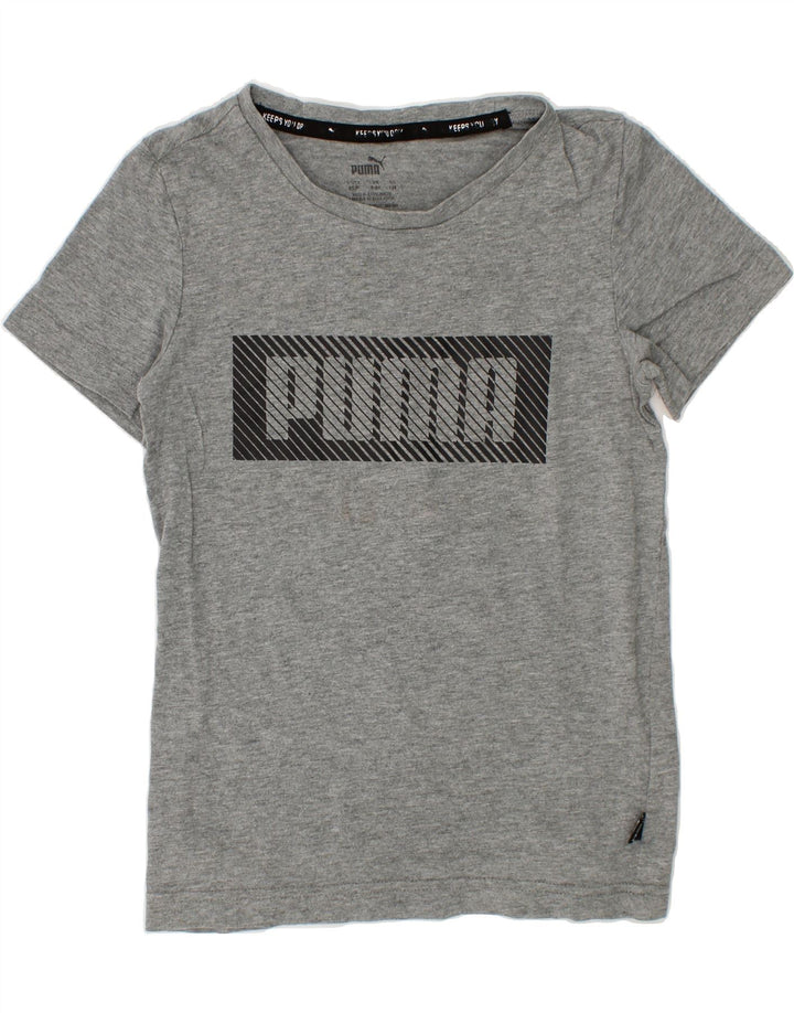 PUMA Boys Graphic T-Shirt Top 7-8 Years Small Grey Cotton Vintage Puma and Second-Hand Puma from Messina Hembry 