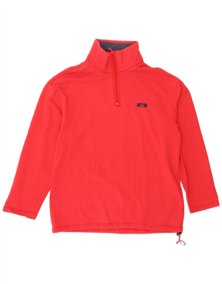 Tommy Hilfiger Haut à col zippé à manches longues pour homme Grand coton rouge