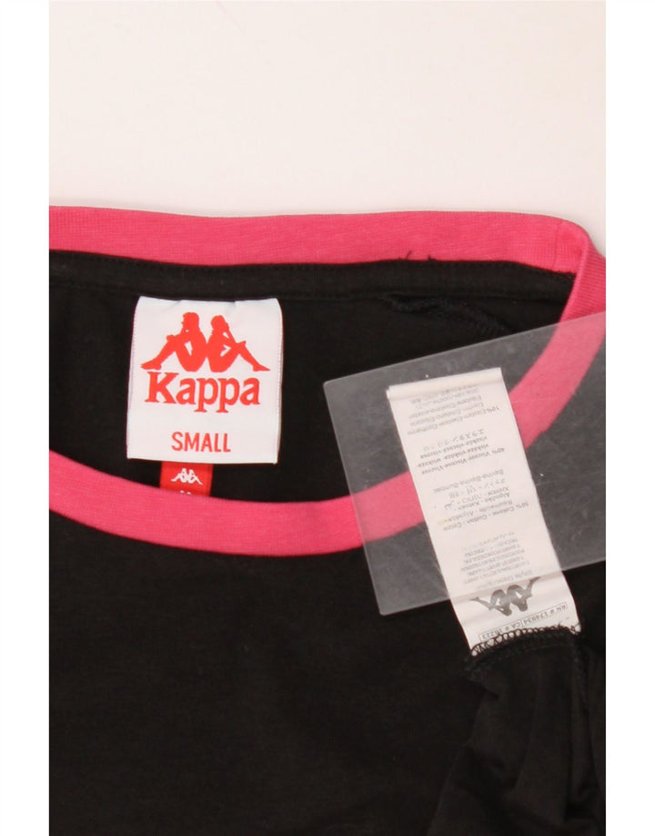 KAPPA T-shirt court surdimensionné pour femme en coton noir UK 10