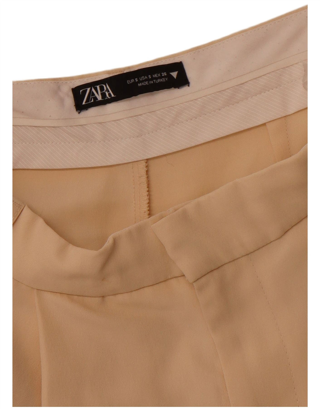 ZARA Femme Pantalon Chino Coupe Ample Pegged Petit W26 L29 Beige
