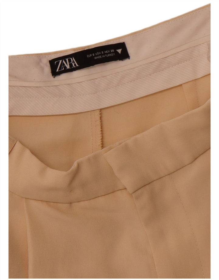ZARA Femme Pantalon Chino Coupe Ample Pegged Petit W26 L29 Beige