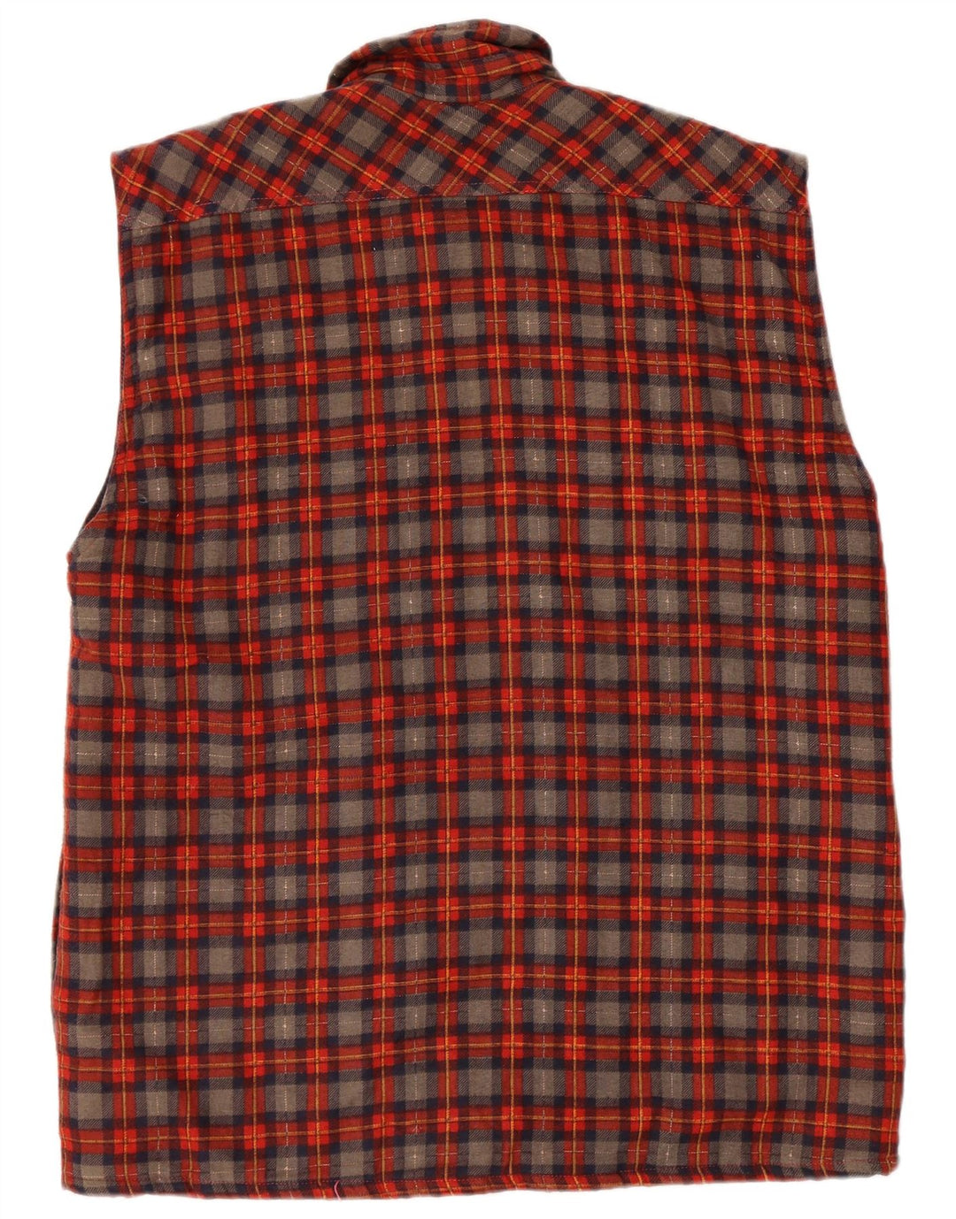 vintage Chemise en flanelle sans manches pour hommes Grand chèque rouge