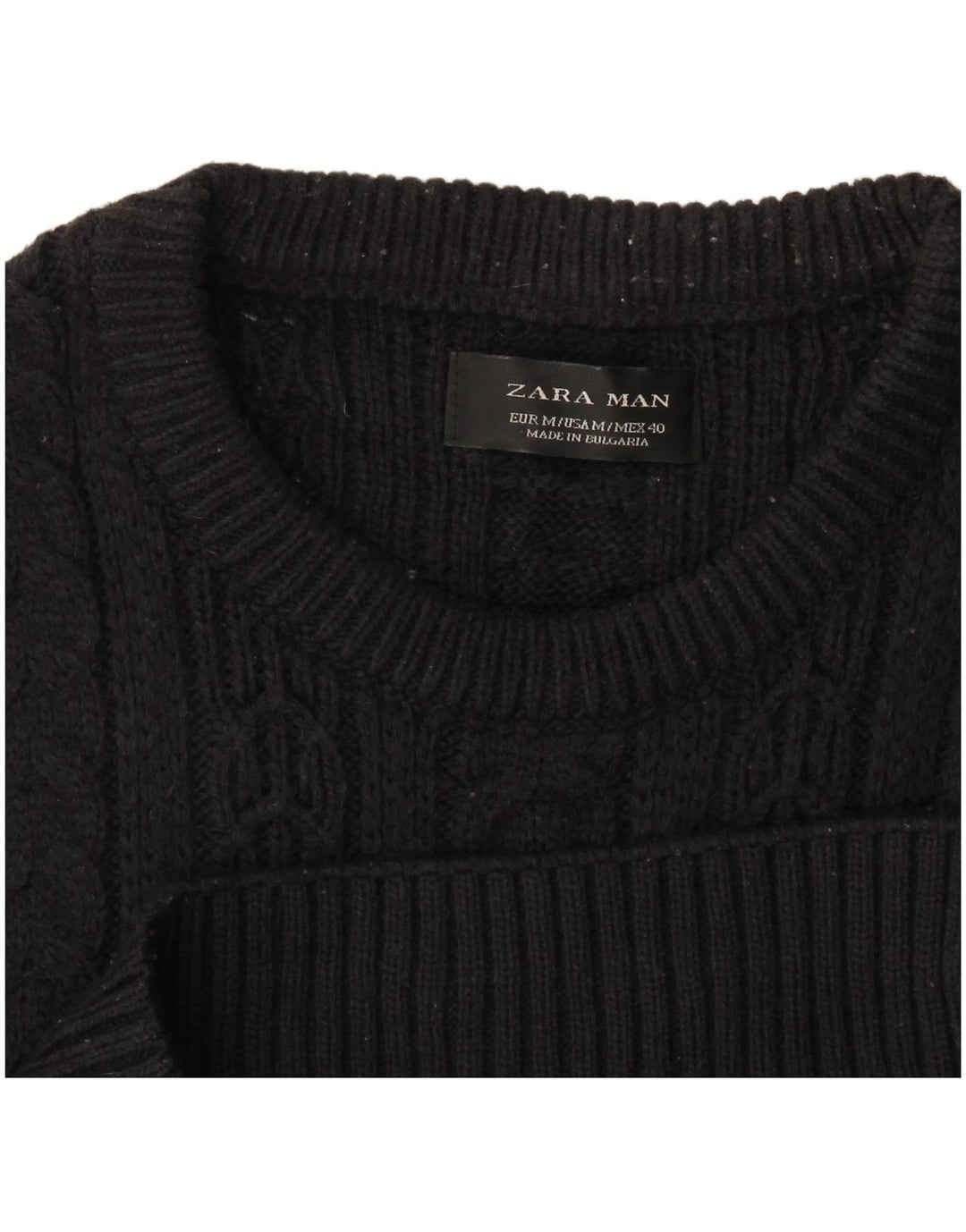 Zara Pull Col Ras Du Cou Homme Bleu Marine Moyen