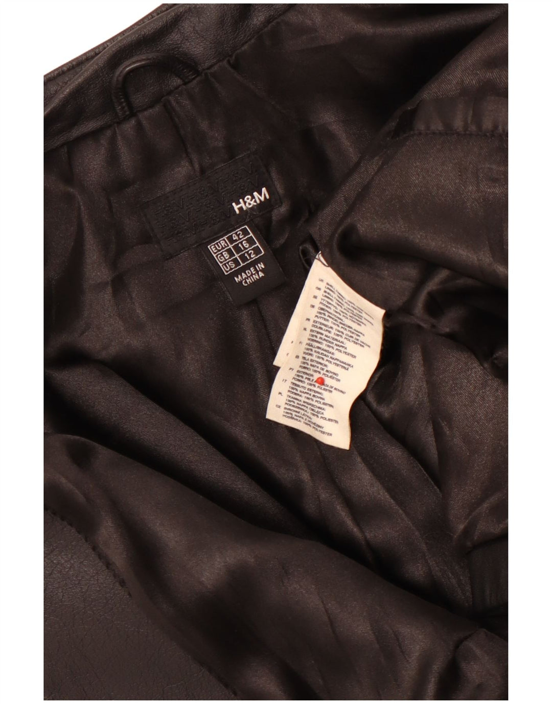 H&M Veste en cuir crop pour femme UK 16 Grand cuir noir