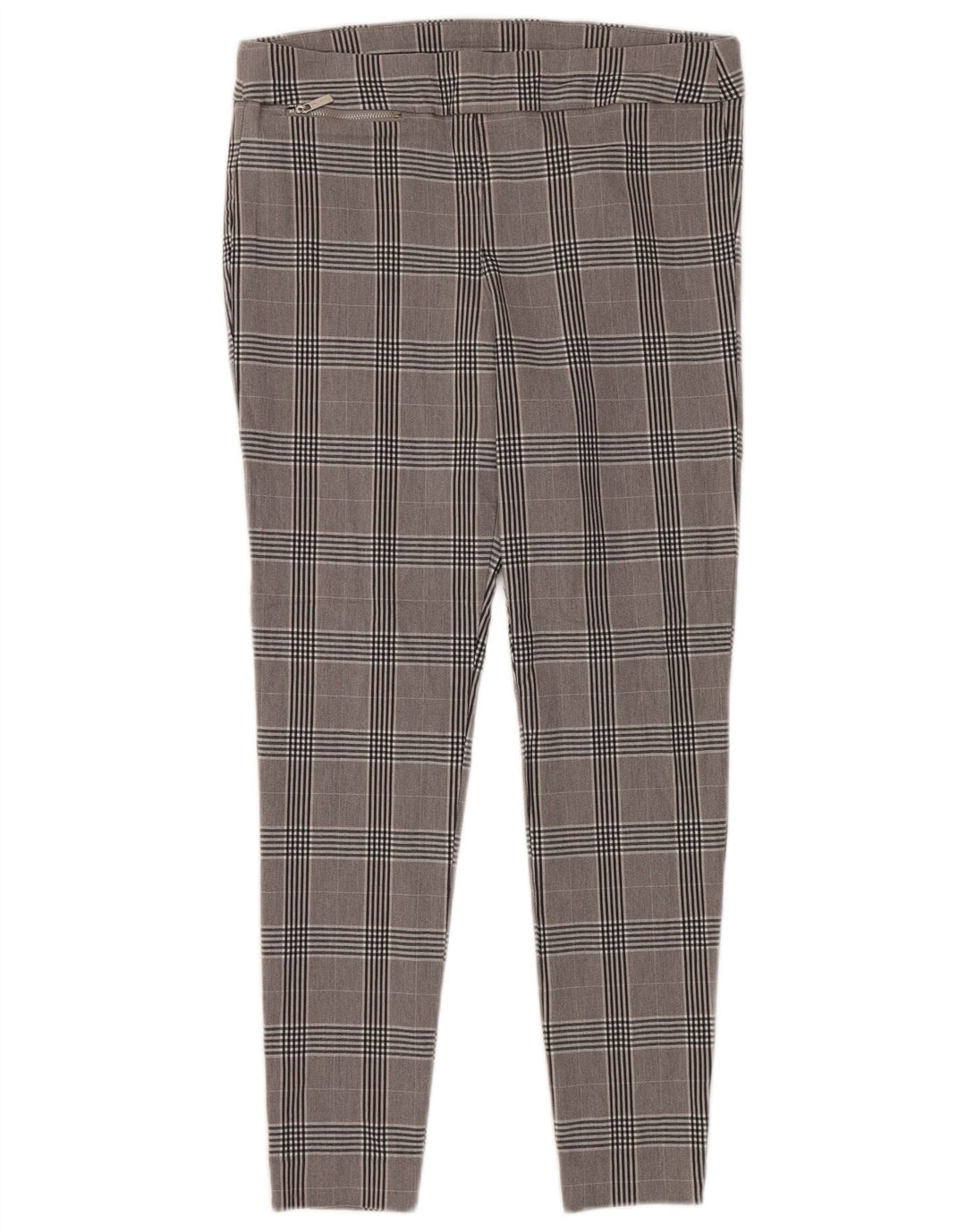 CALVIN KLEIN Pantalon décontracté slim pour femme Moyen W32 L28 Gris à carreaux Viscose