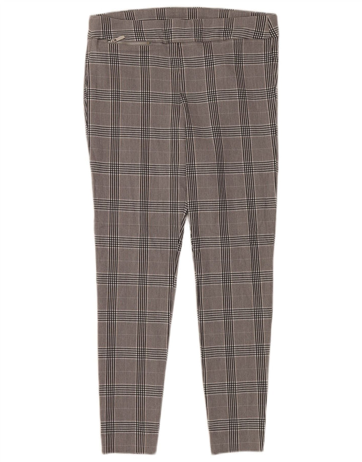 CALVIN KLEIN Pantalon décontracté slim pour femme Moyen W32 L28 Gris à carreaux Viscose