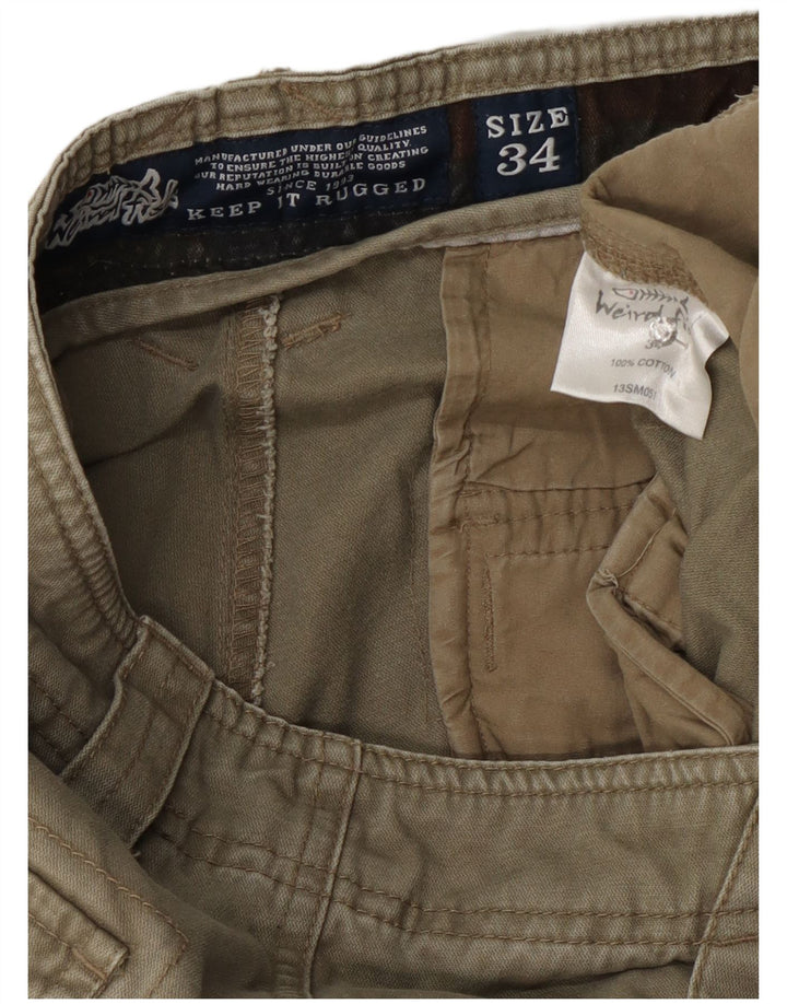 Weird Fish Short cargo pour homme W34 en coton kaki Taille L