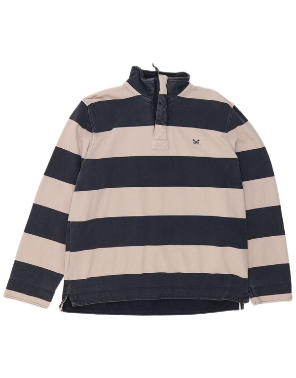 Crew Clothing Sweat-shirt à col zippé pour homme XL en coton rayé bleu marine