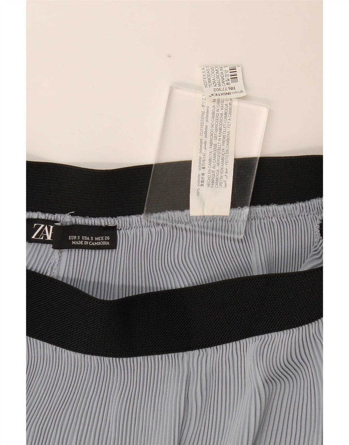 Pantalon Capri Cullotes Femme Zara Petit W26 L22 Bleu Polyester