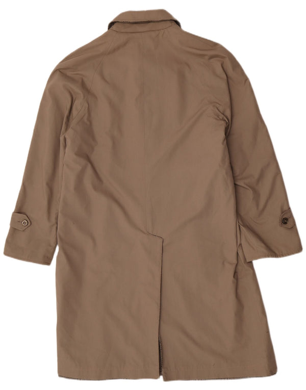 vintage Mens Réversible Pardessus UK 40 Grand Beige Check Polyester