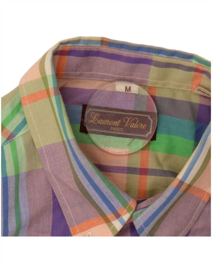 Chemise à carreaux vintage pour hommes en polyester à carreaux multicolore moyen