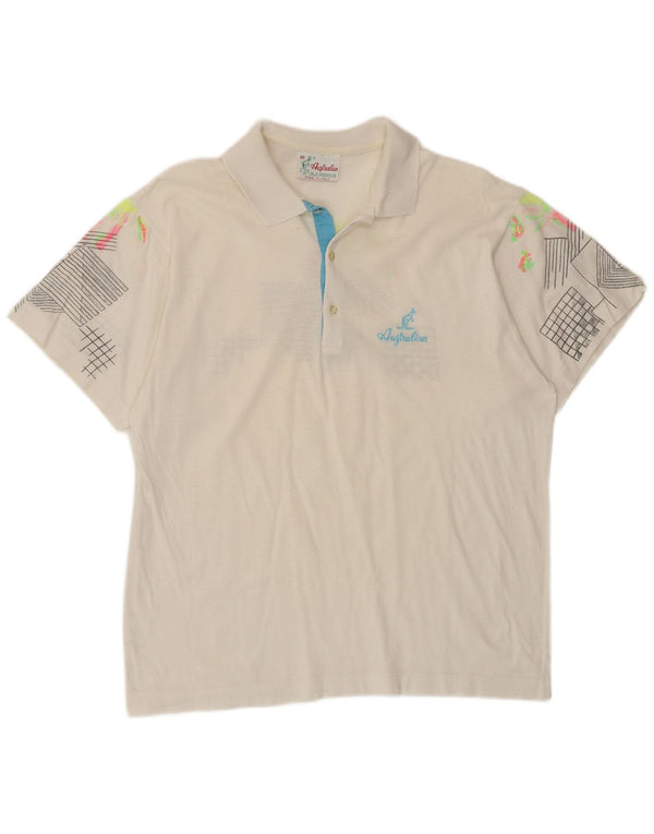 AUSTRALIAN L'ALPINA Polo Homme IT 46 Petit Blanc Géométrique Coton