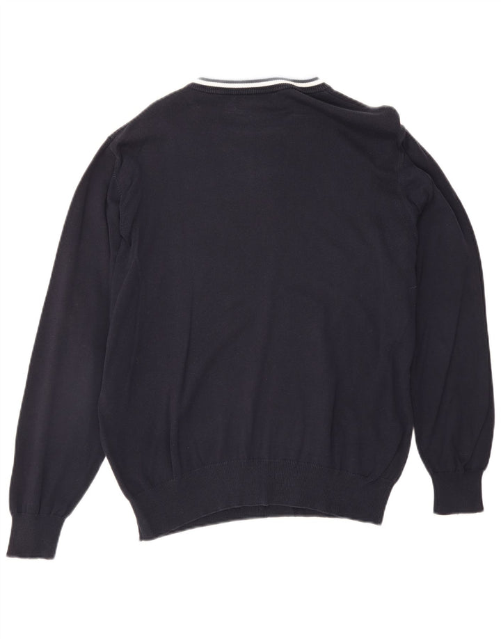 Fred Perry Pull à col rond pour homme en coton rayé bleu marine moyen