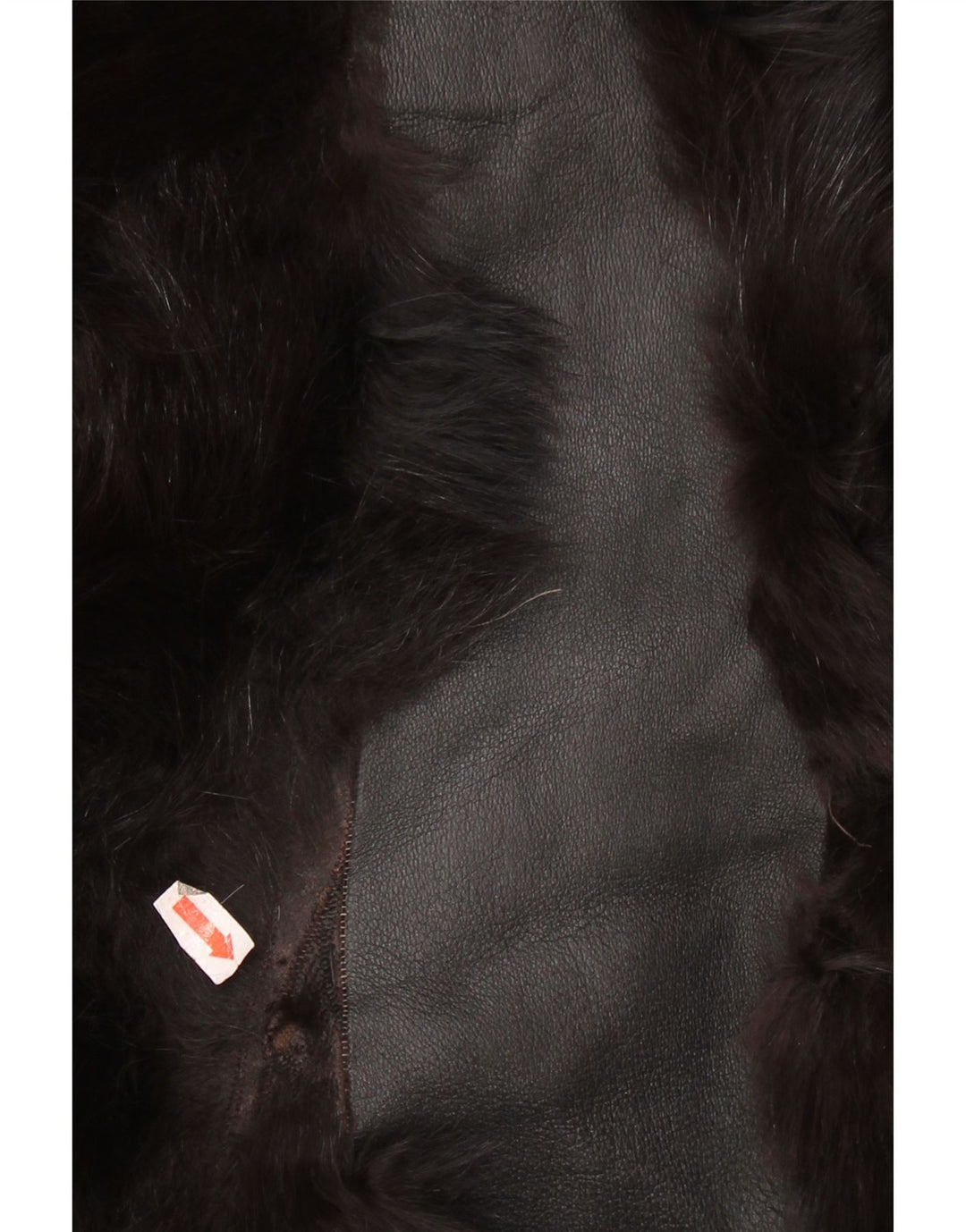 Veste en cuir de fourrure femme vintage UK 14 Noir Moyen