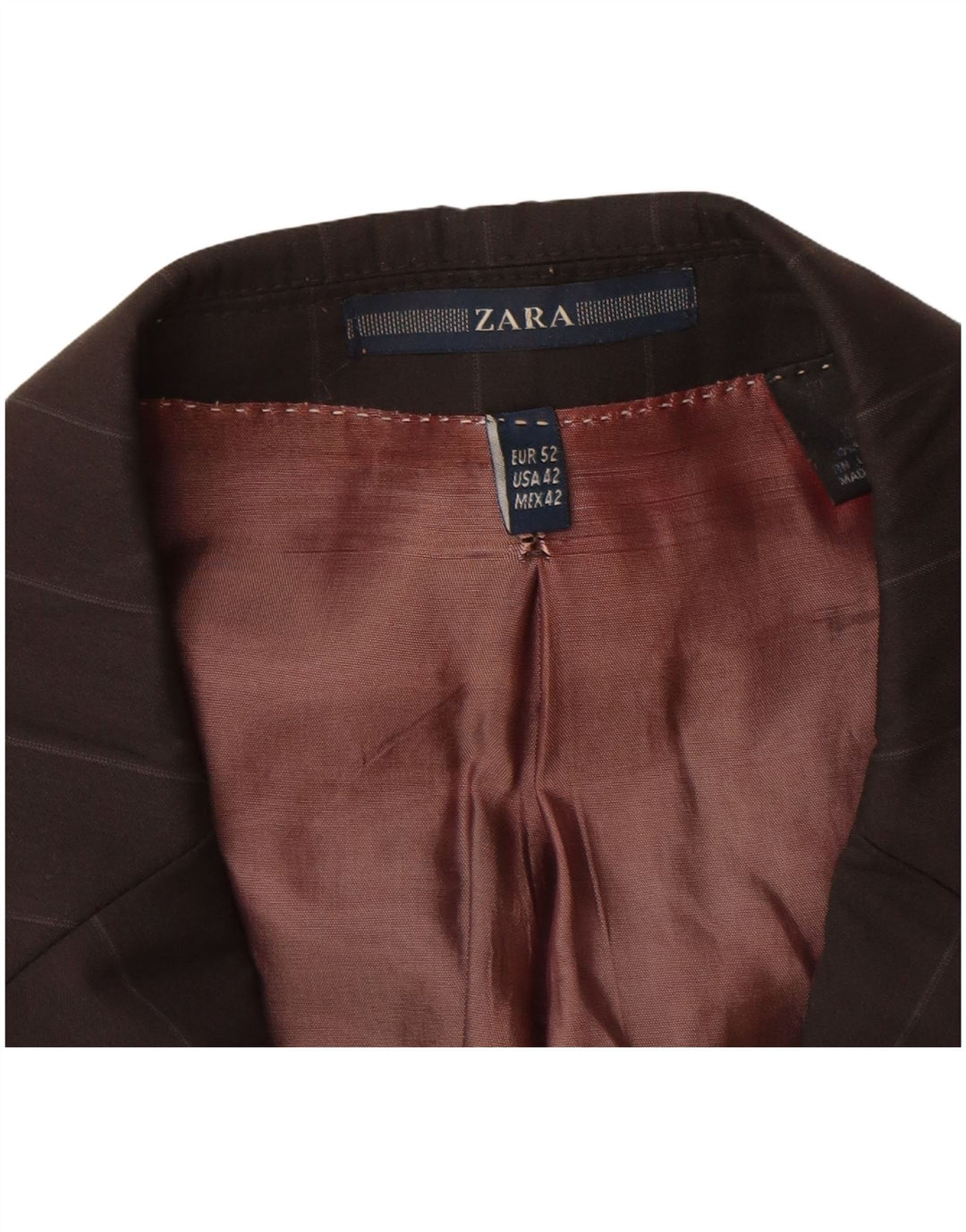 Zara Veste Blazer 2 Boutons Homme EU 52 Grande Laine Rayée Noire