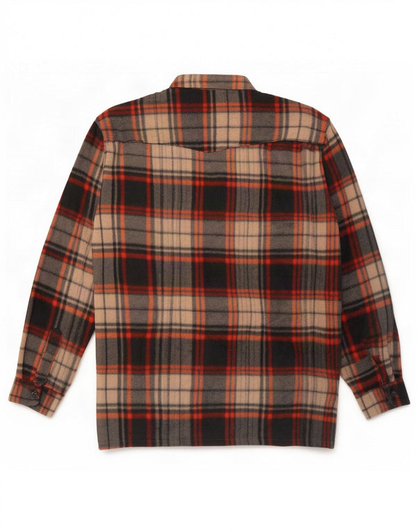 Chemise polaire homme vintage polyester à carreaux marron moyen