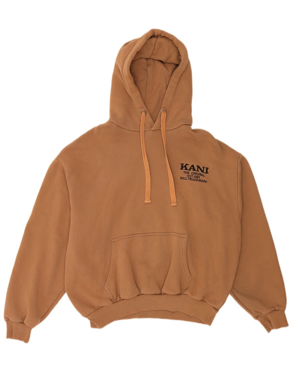 Karl Kani Pull à capuche surdimensionné graphique pour femme UK 14 en coton marron moyen